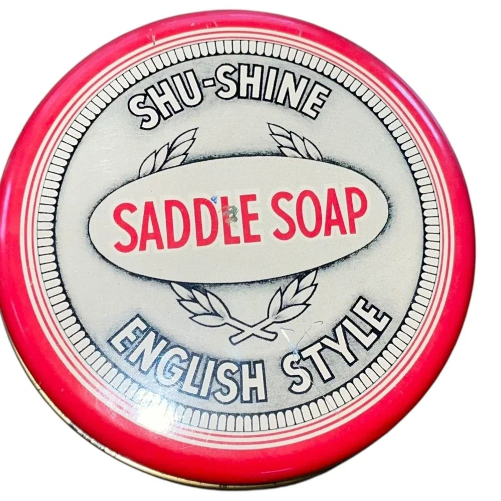 Vintage Shu Shine Saddle Soap Tin‎ English Style Advertising Signal Co Empty